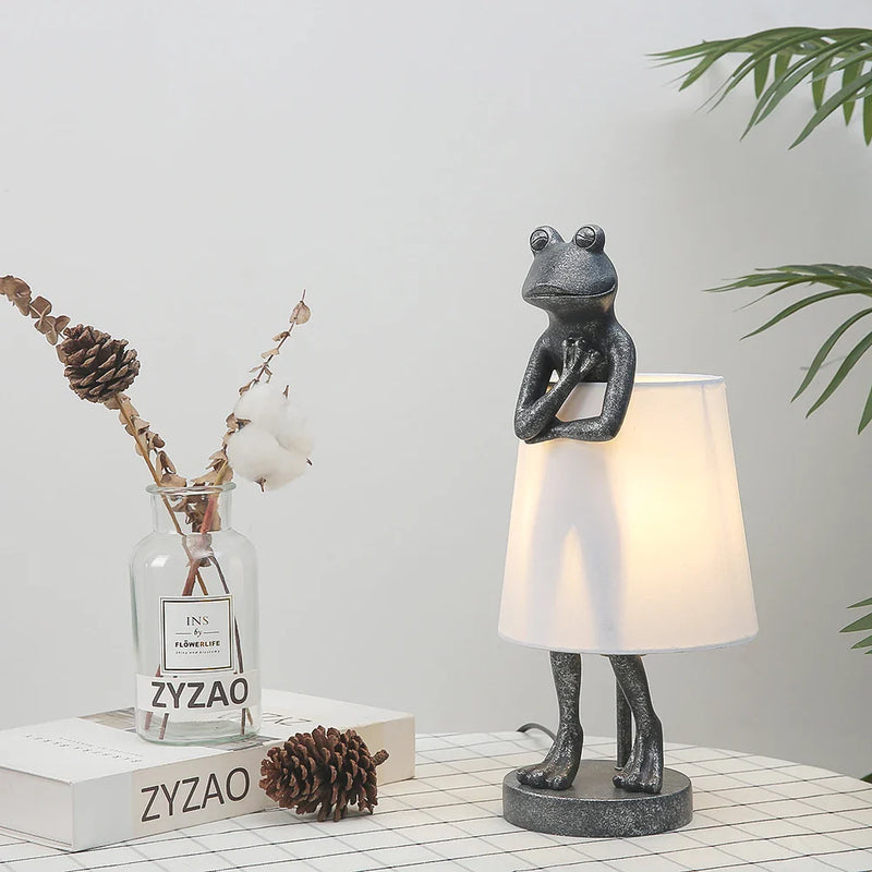 Afralia™ Frog Resin Desk Lamp: Retro Design LED Bedroom Lighting Fixture