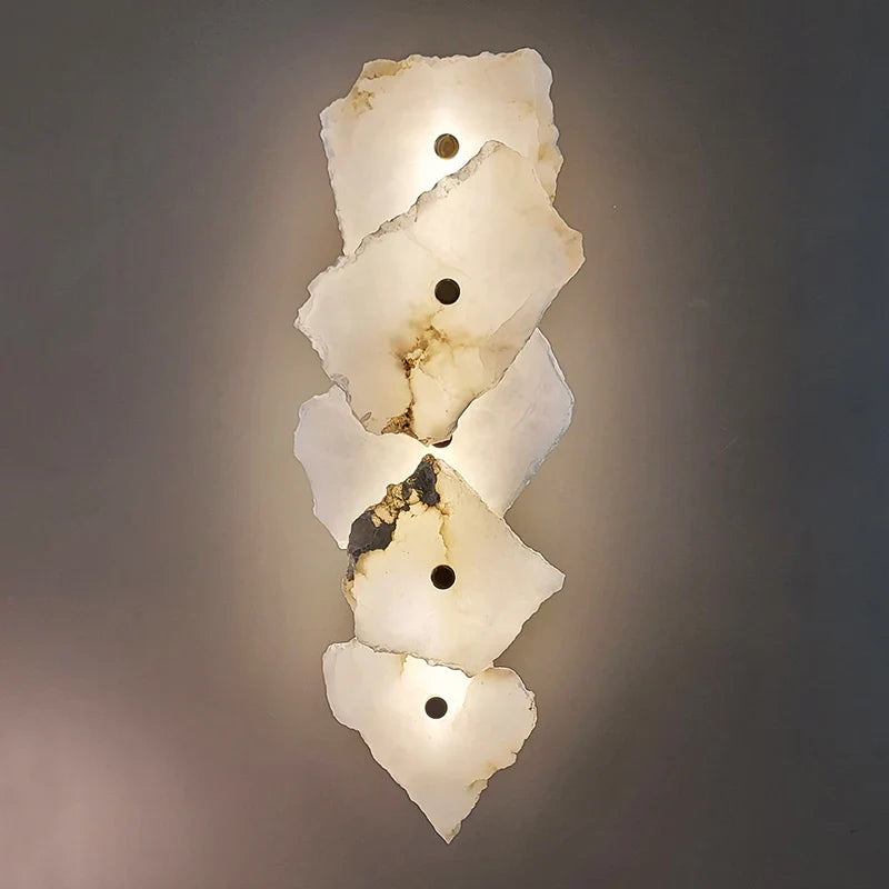 Afralia™ Marble LED Wall Lamp Copper Luxury Lighting Sconce for Living Room Decor