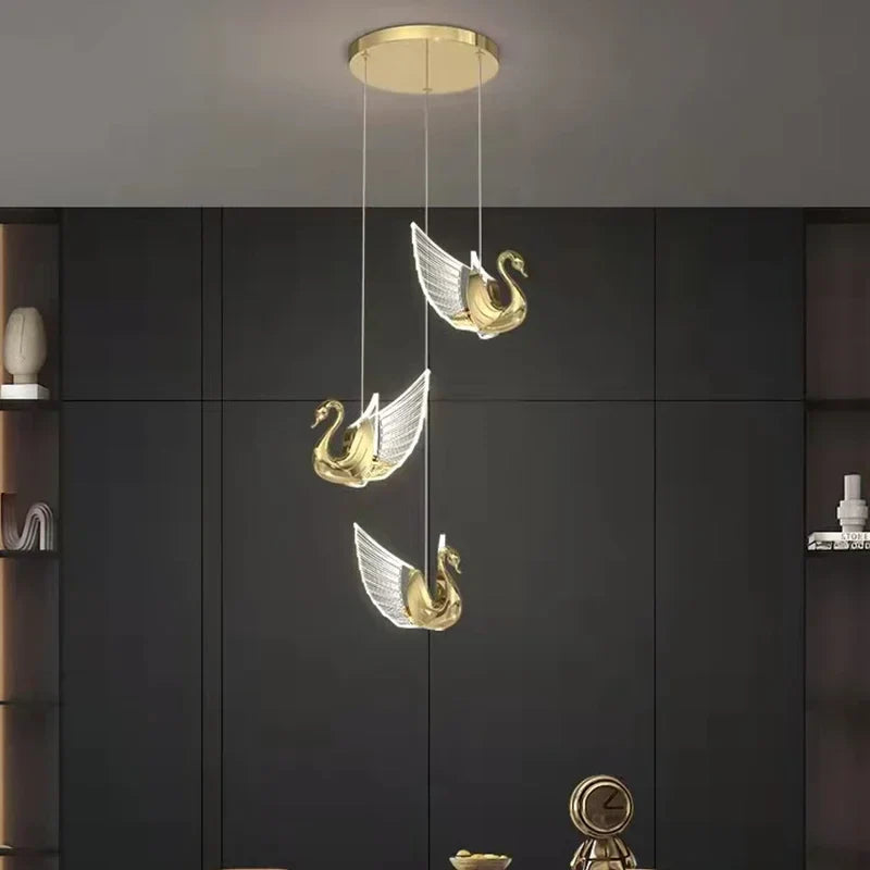 Afralia™ Swan Pendant Lights: Luxury Nordic Design for Staircase, Bar, and Bedside Lighting