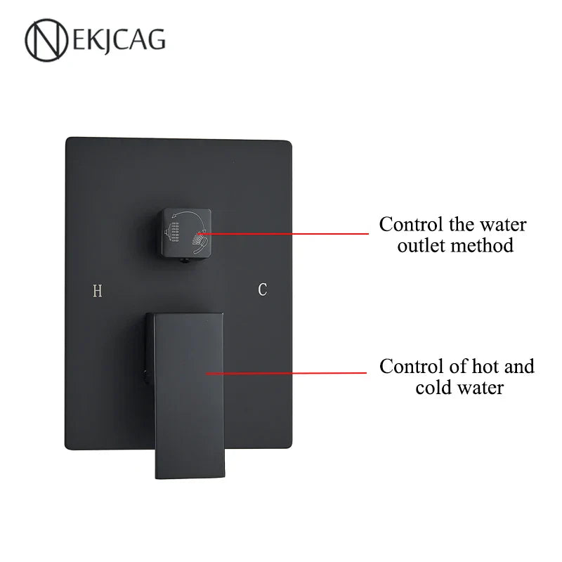 Afralia™ Matte Black Wall Mount Waterfall Shower System with Concealed Faucet