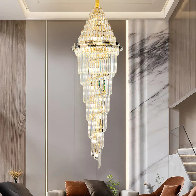 Afralia™ Modern Crystal Duplex Villa Chandelier for Luxury Living Room