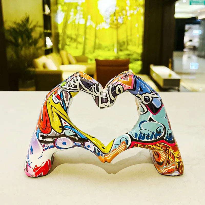 Afralia™ Love Gesture Sculptures - Heart Hand Pop Art Figurines