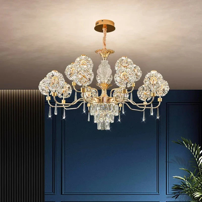 Afralia™ Crystal Chandelier Pendant Light for Luxury Living Room and Bedroom Decor