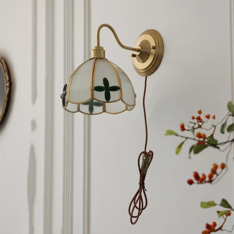 Afralia™ Glass Brass Wall Sconce LED Light Fixture for Dining Living Room