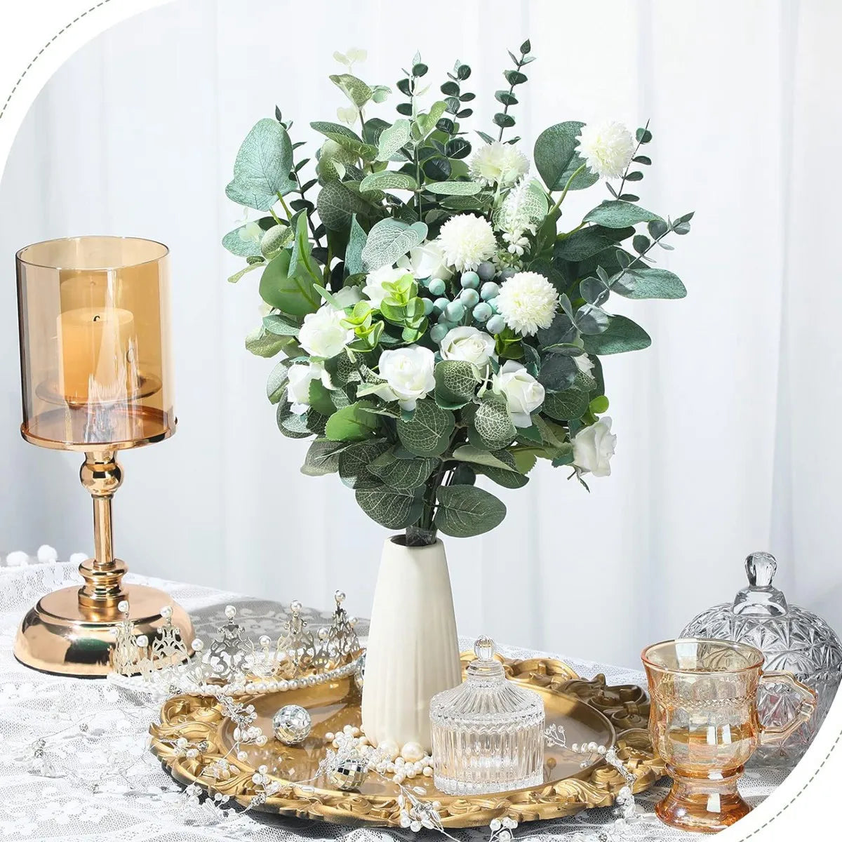 Afralia™ 30pcs Artificial Flower Plants Green Stem Combo for DIY Bouquet & Event Decor