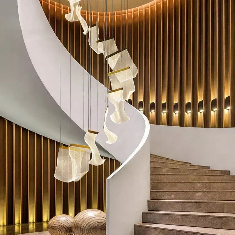 Afralia™ LED Acrylic Chandeliers for Villa Living Room Decor - Ceiling Pendant Light Fixture