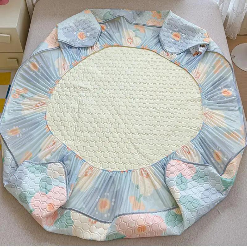 Afralia™ Cool Silk Latex Fitted Sheet Set with Pillowcases, Summer Ice Silk, Single Double Bed