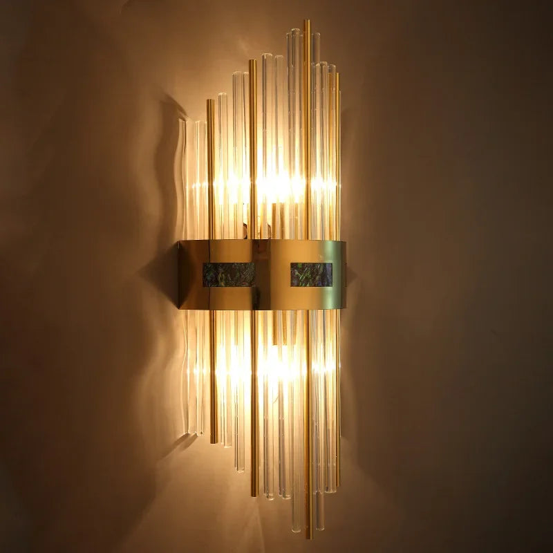 Afralia™ Crystal LED Wall Lamp for Dining Living Room Restroom Stair Bedside Luxury Sconce