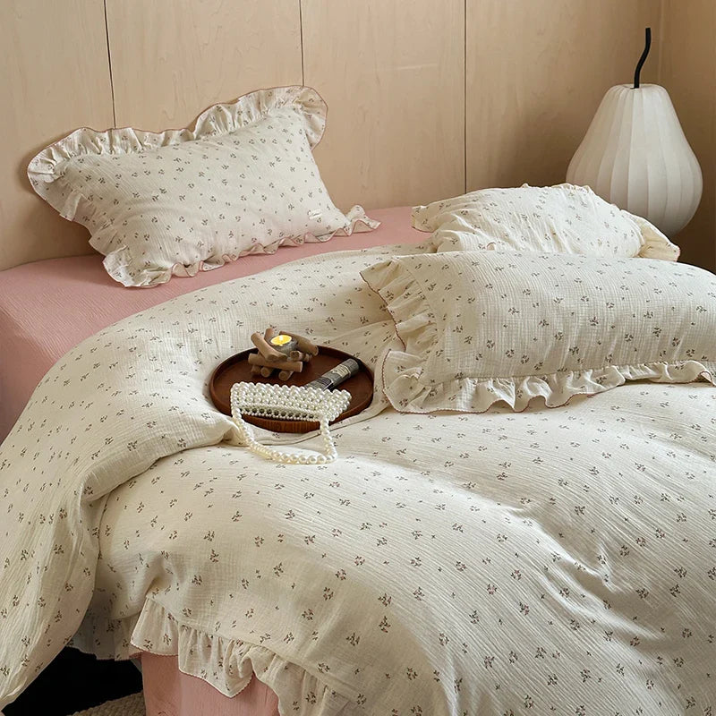 Afralia™ Luxury Nude Double-Layer Cotton Yarn Quilt Cover for Single Double Size Bed