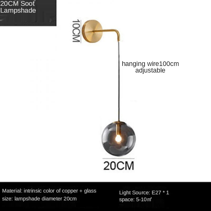 Afralia™ Nordic Brass Glass Wall Sconce: Elegant Living Room Bedside Lighting