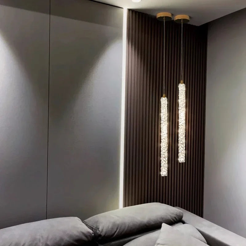 Afralia™ Crystal Pendant LED Chandelier Lamp - Modern Bedside Luminarias for Elegant Home Decor