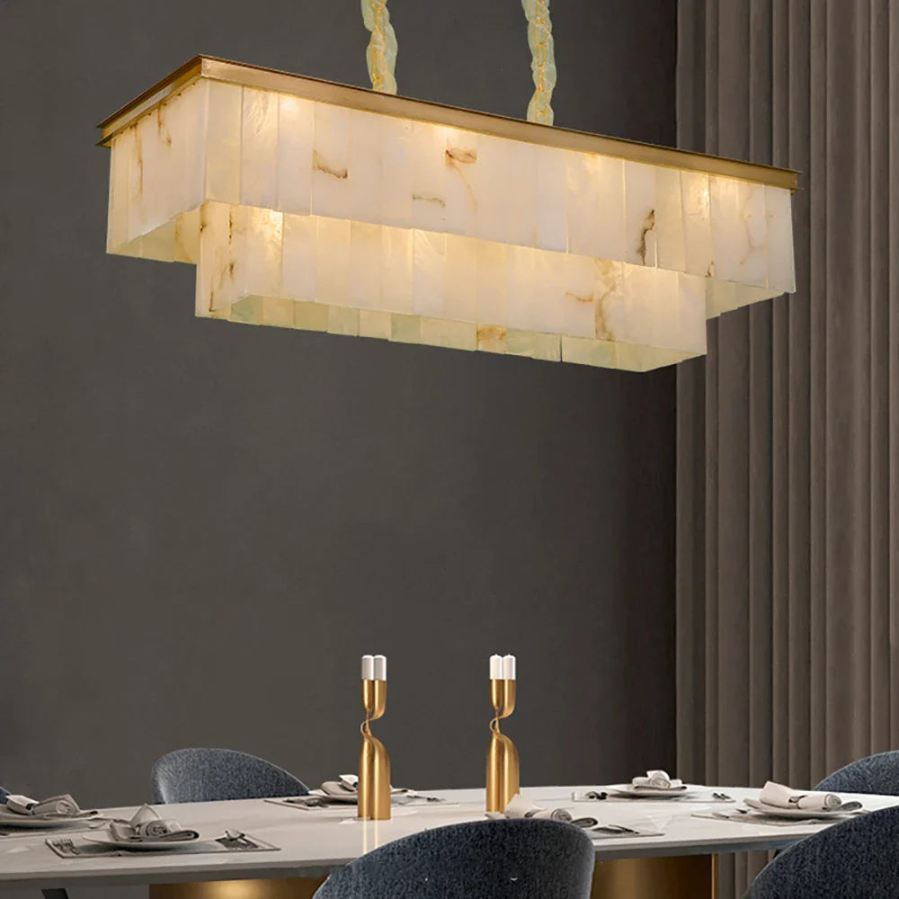 Afralia™ Marble Copper Ceiling Pendant Lights Modern LED Stone Hanging Lamps