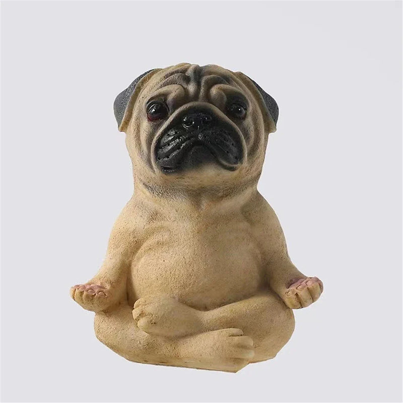 Afralia™ Bulldog Resin Statue Yoga Sculpture Miniature Figurine Home Garden Decor