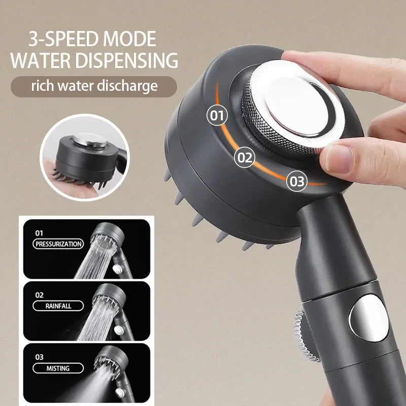 Afralia™ Adjustable High Pressure Shower Head with 3 Modes and Hose Base