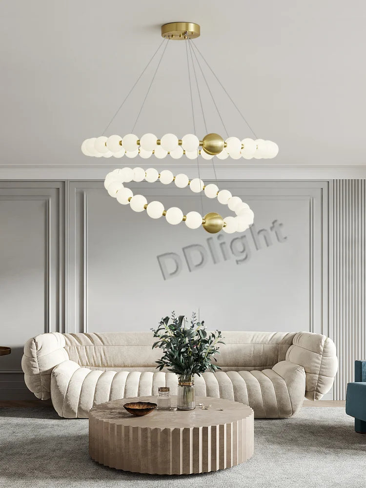 Afralia™ Modern Copper LED Chandelier for Living Room, Bedroom, Dining, Kitchen Decor