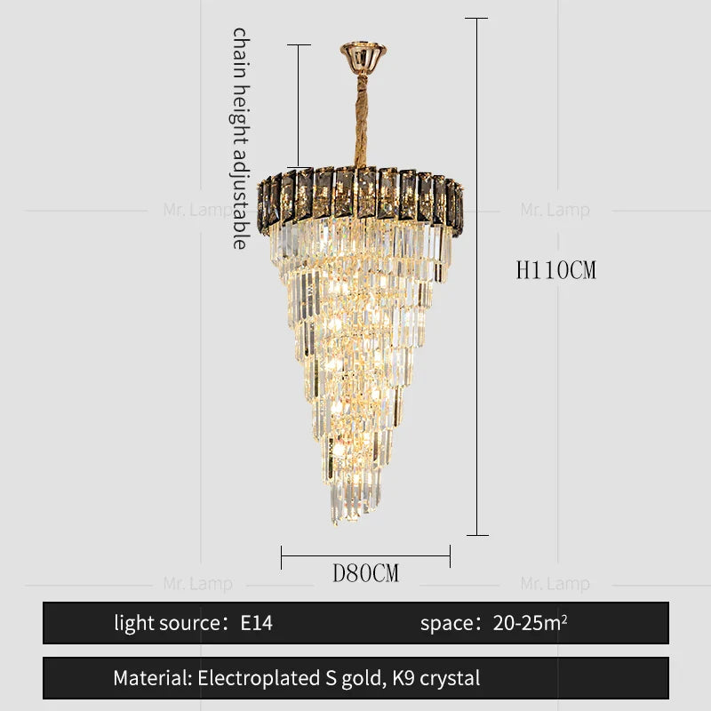 Afralia™ Amber Crystal Chandelier for Living Room in French Light Luxury Style