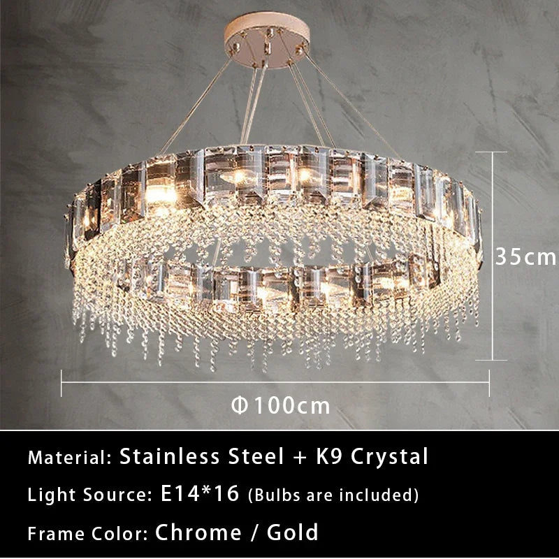 Afralia™ Crystal Pendant Chandelier LED Ceiling Light for Restaurant Living Room Bedroom