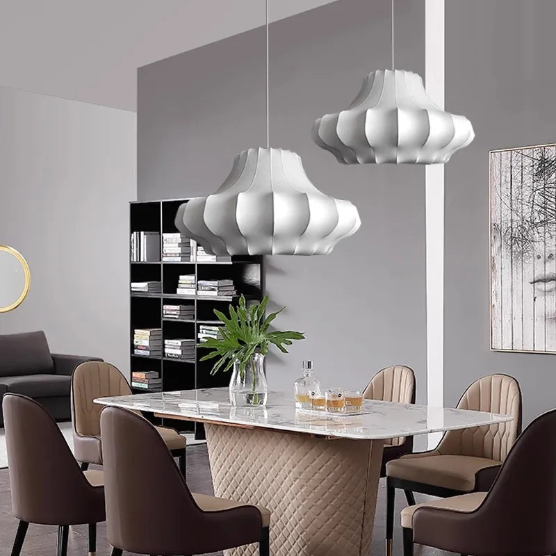 Afralia™ Silk LED Chandelier Pendant Light for Nordic Home Decor