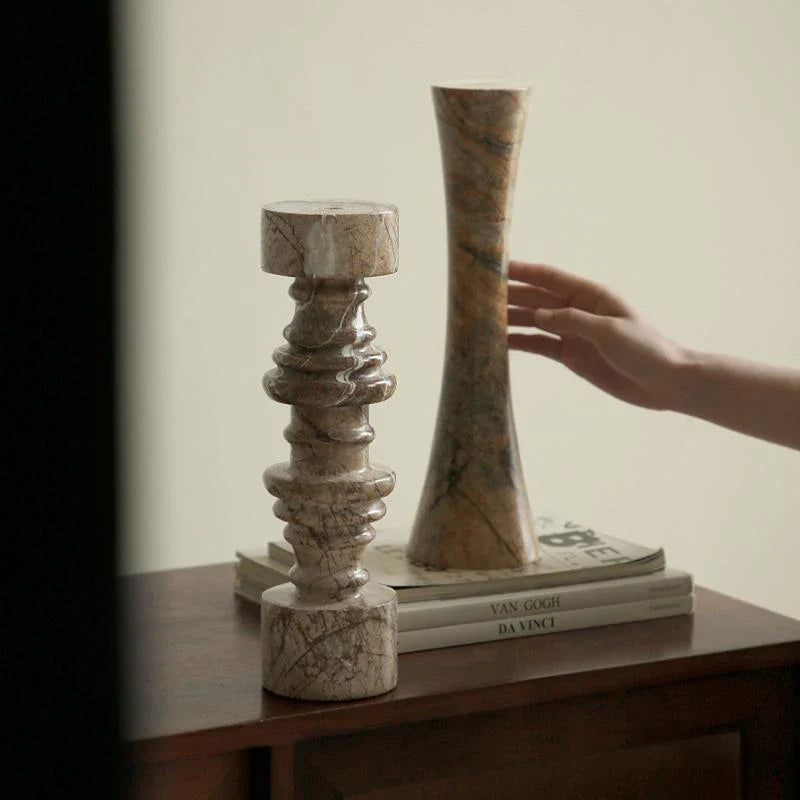 Afralia™ Marble Candle Holders: Wedding Dinning Party Decor Candlesticks
