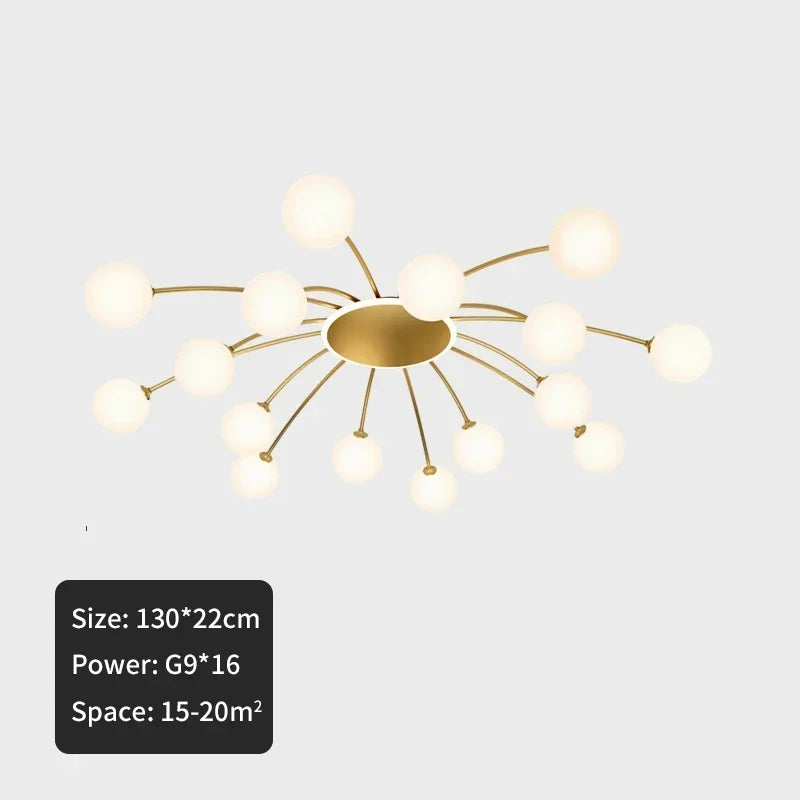 Afralia™ Ball Glass Ceiling Light in Gold for Living Room, Dining, Bedroom by Afralia™