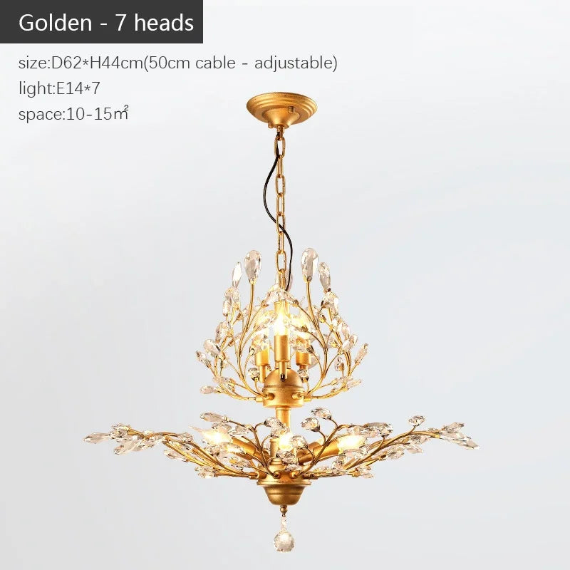 Afralia™ Nordic Crystal Chandelier: Retro Candle LED Pendant Lamps for Living Room
