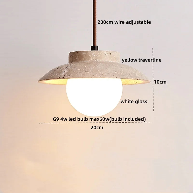 Afralia™ Travertine LED Pendant Lights: Natural Stone Creative Design for Living Room & Bedroom