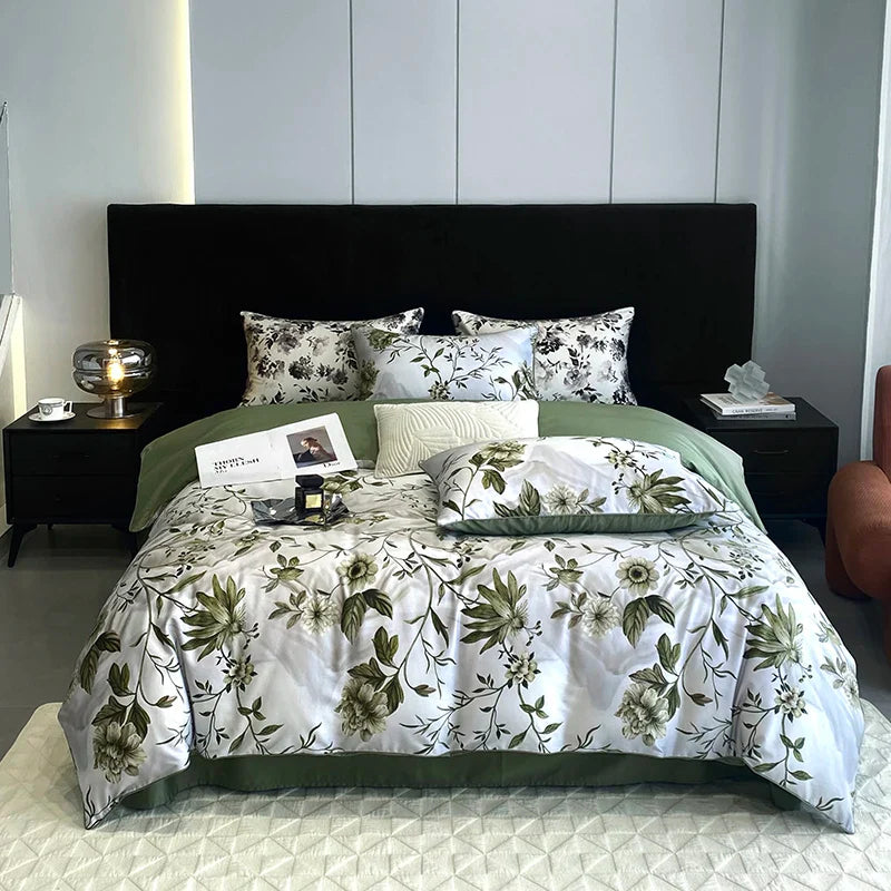 Afralia™ Vintage Plant Flowers Bedding Set, 1000TC Egyptian Cotton, Oil Painting Style