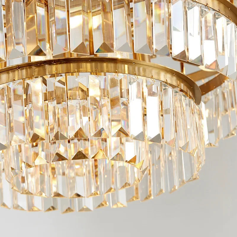 Afralia™ Golden Crystal Chandelier Pendant Light for Luxurious Living Room, Dining Room, Bedroom