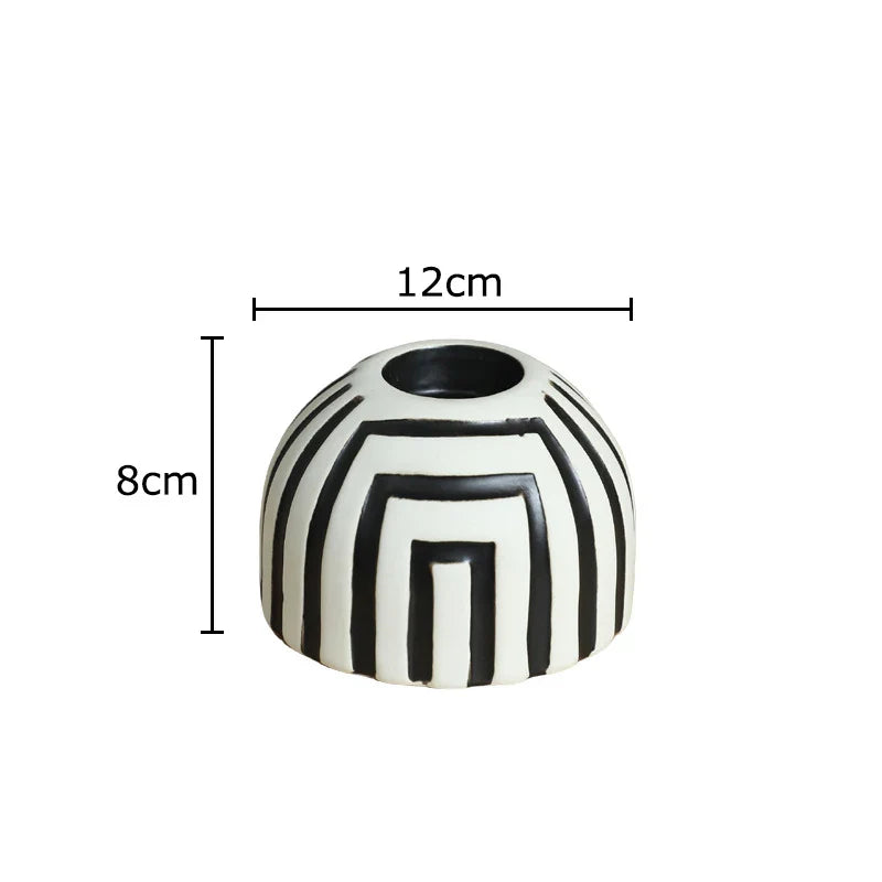 Afralia™ Ceramic Stripe Candle Holder Desk Decoration Wax Melt Burner Home Aroma Container