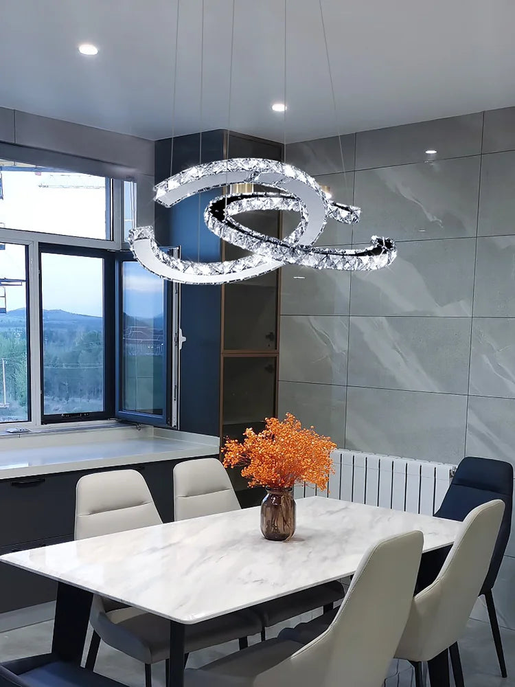 Afralia™ Modern LED Crystal Chandelier for Living Room, Restaurant - Creative Pendant Light