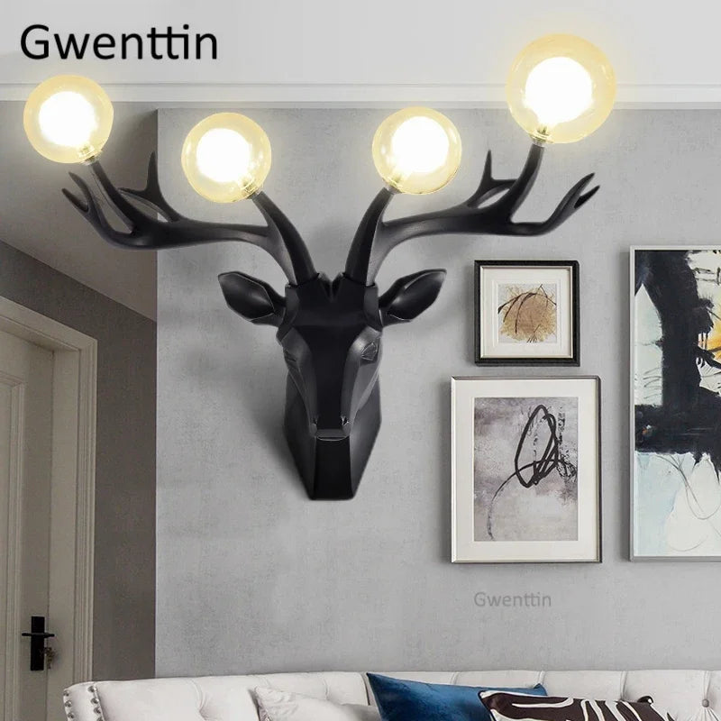 Afralia™ Resin Antlers Wall Sconce: Modern LED Deer Light Fixture for Home Decor