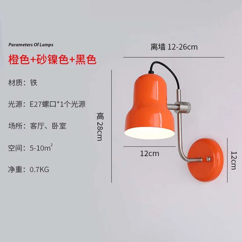 Afralia™ Medieval Red Wall Lamp LED Iron Art Adjustable for Bedroom Bedside Reading
