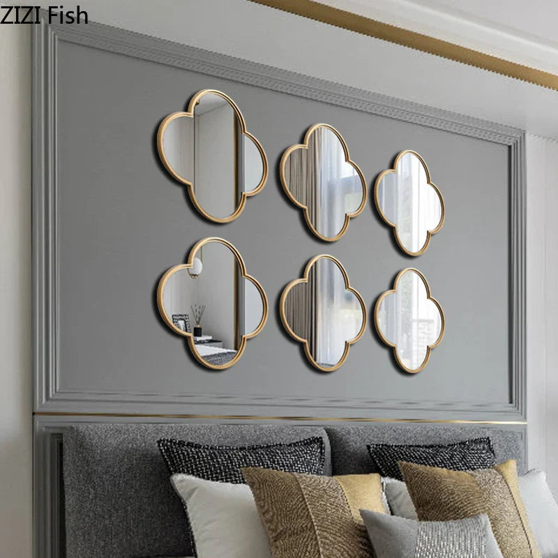 Afralia™ Mirrored Flower Wall Hanging: Elegant Gold Ornament for Christmas Home Décor