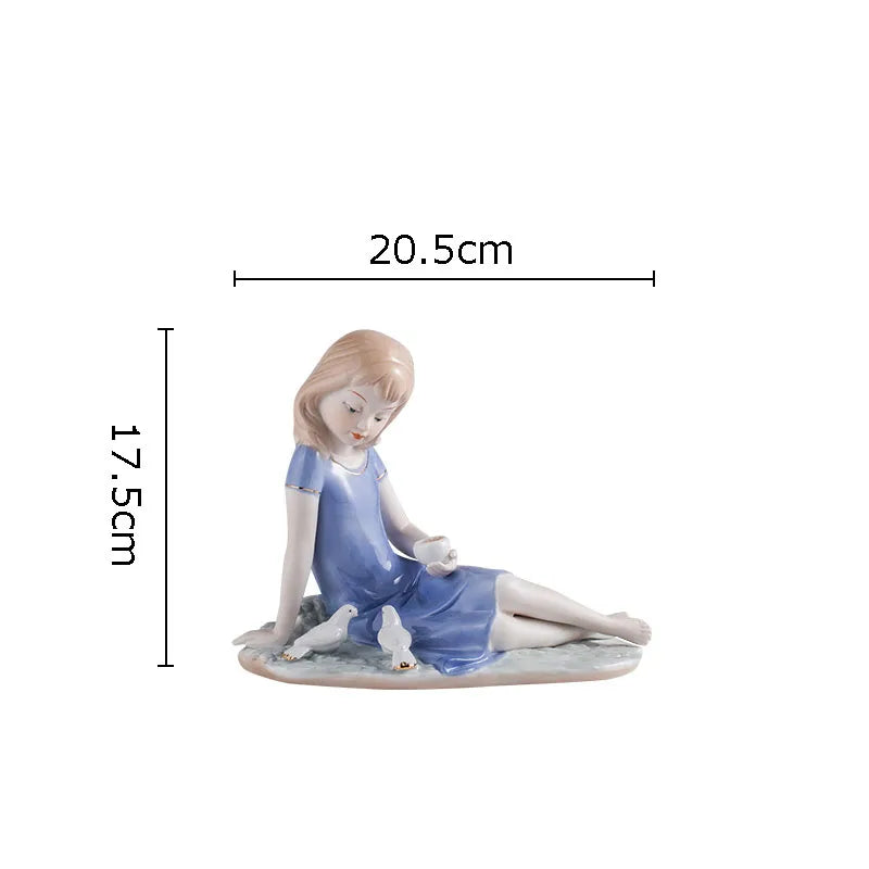 Afralia™ European Girl Ceramic Statue Decor - Modern Porcelain Figure Sculpture