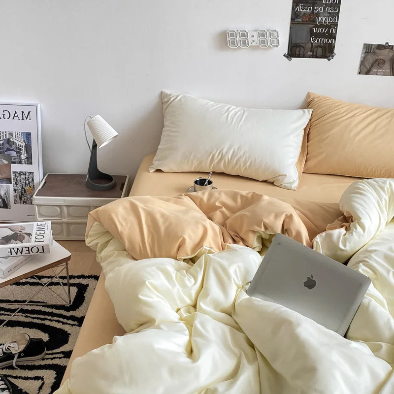 Afralia™ Solid-Color Quilted Bedding Set: Dual Purpose Summer Quilt or Duvet Cover