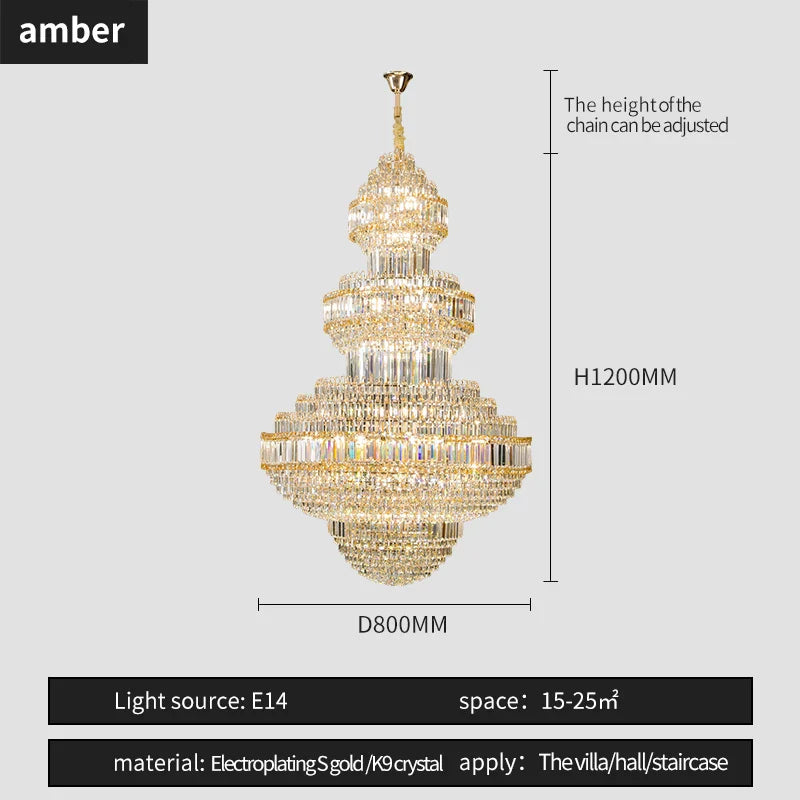 Afralia™ Crystal Villa Chandelier Pendant - Modern European Style Luxury Hotel Lobby Light