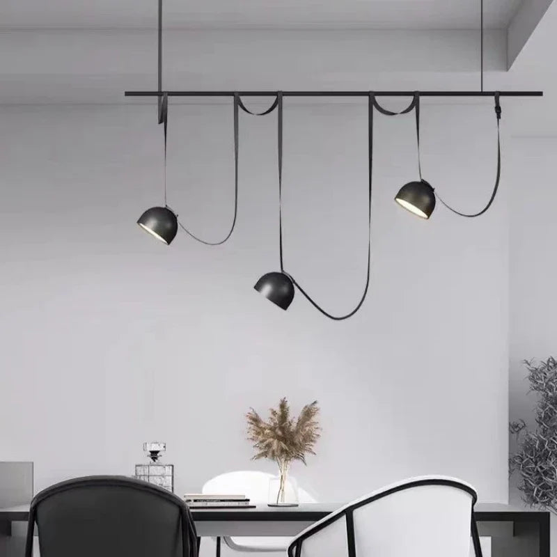 Afralia™ Modern Leather Pendant Lights for Dining Room, Office, Shop - Black Brown Hanglamp