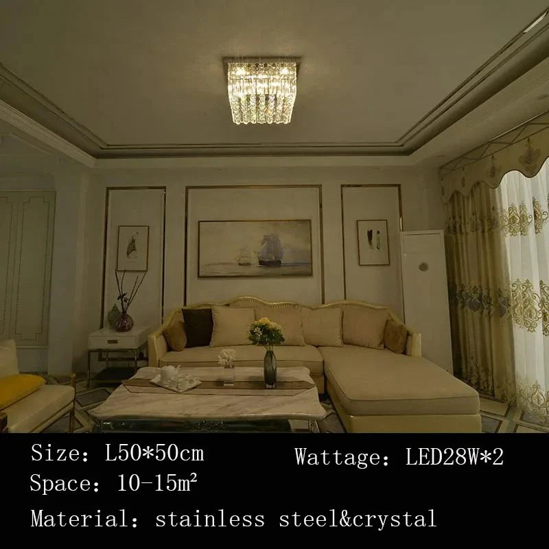 Afralia™ Crystal LED Ceiling Lamp for Luxurious Villa Living Room and Bedroom Home Decor