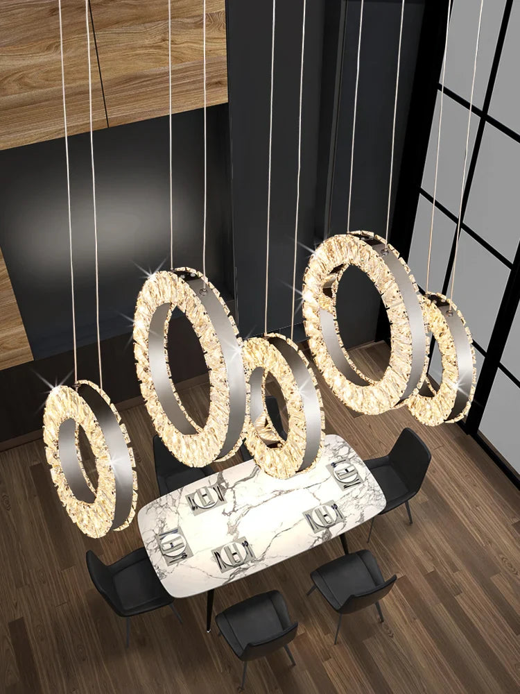 Afralia™ Luxury Nordic Crystal Pendant Light for Modern Living Room Indoor Lighting