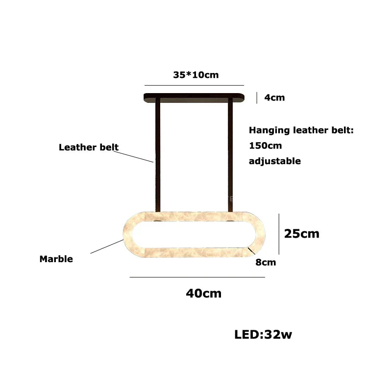 Afralia™ Oval Ring Dolomite Leather Pendant Light - Modern Adjustable Decorative Fixture