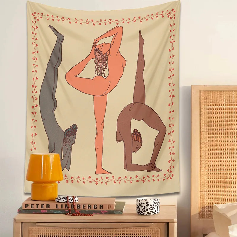 Afralia™ Yoga Girl Tapestry: Psychedelic Wall Art for Boho Decor and Meditation