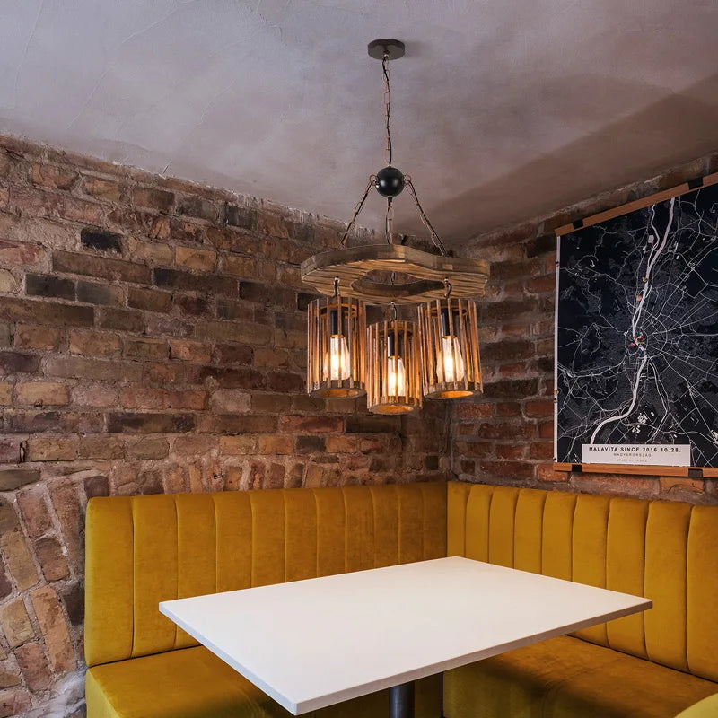 Afralia™ Vintage Wood Pendant Light Industrial Style for Clothing Store Bar Cafe