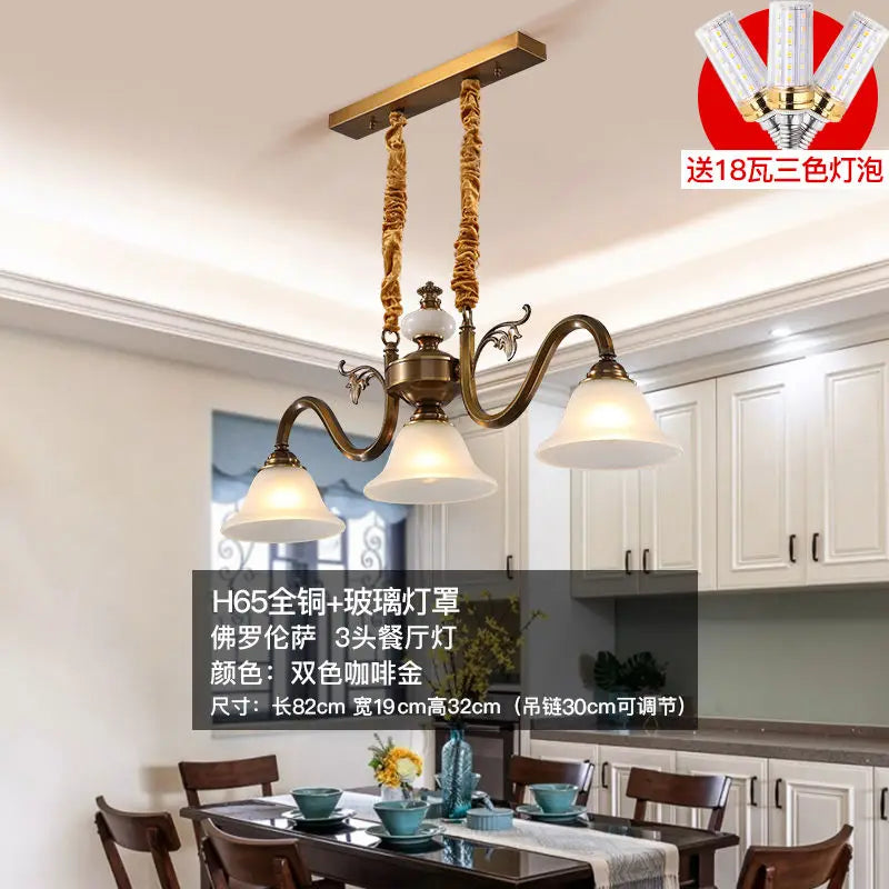 Afralia™ Coffee Colored Three Headed Pendant Light - Simple & Atmospheric for American Style Restaurant