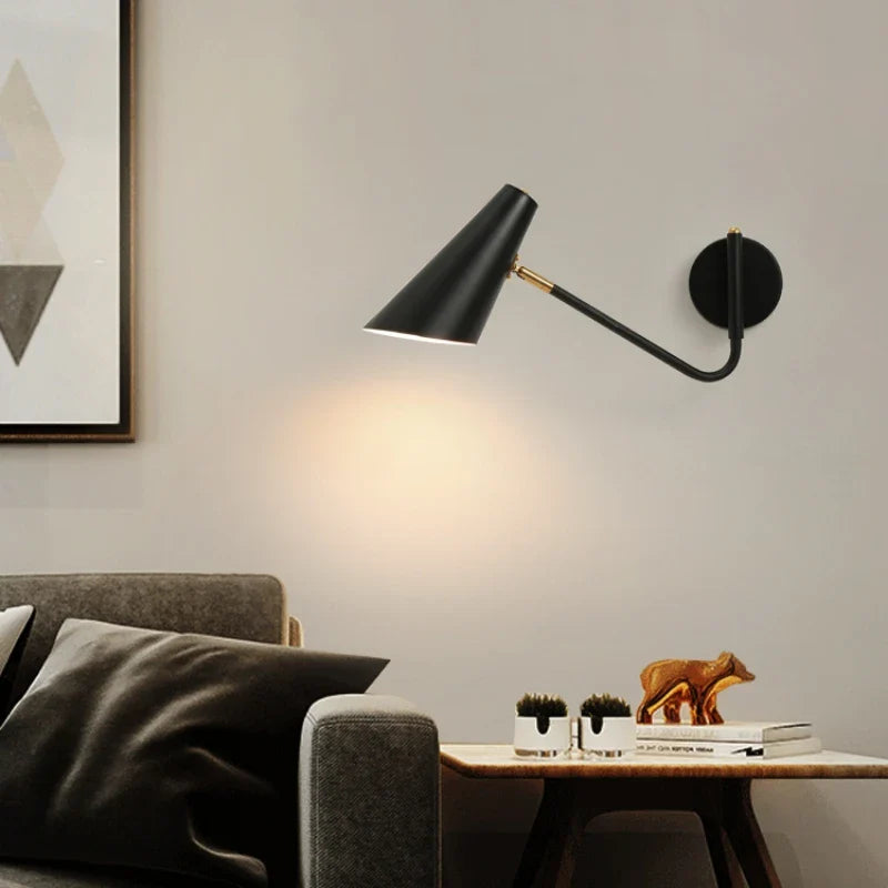 Afralia™ LED Rotatable Wall Lamp Gold Black White Metal Sconce E27 Bulb