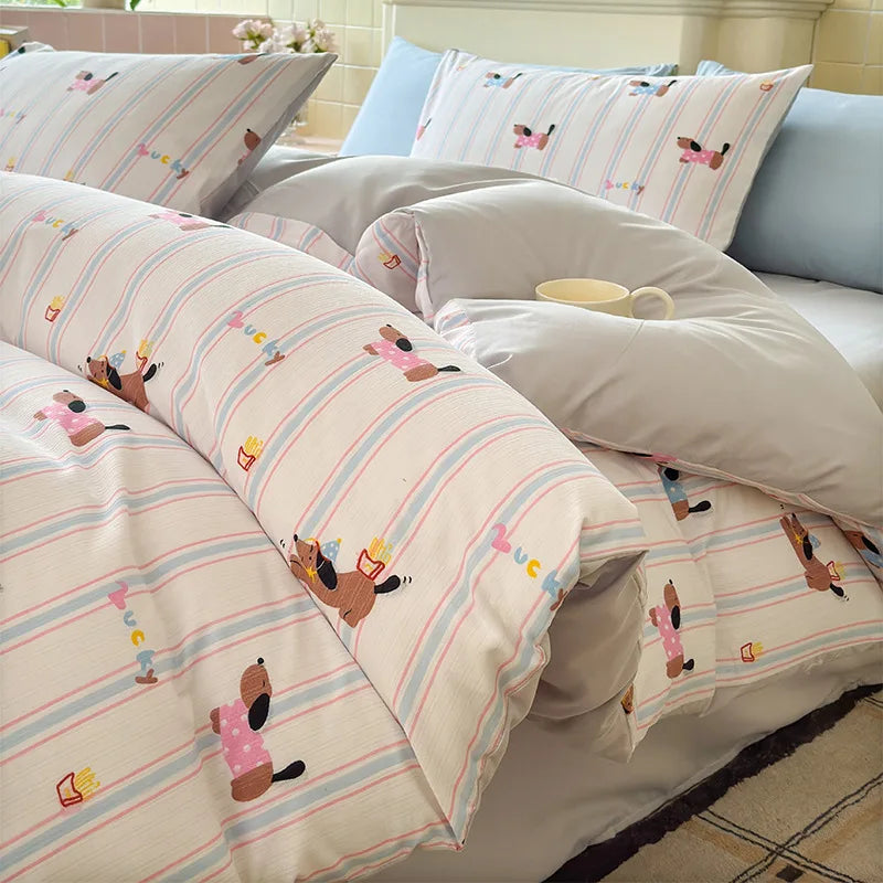 Afralia™ Plant Print Bedding Set - Twin Full Size Soft Comforter for Skin Friendly Bedroom Decor