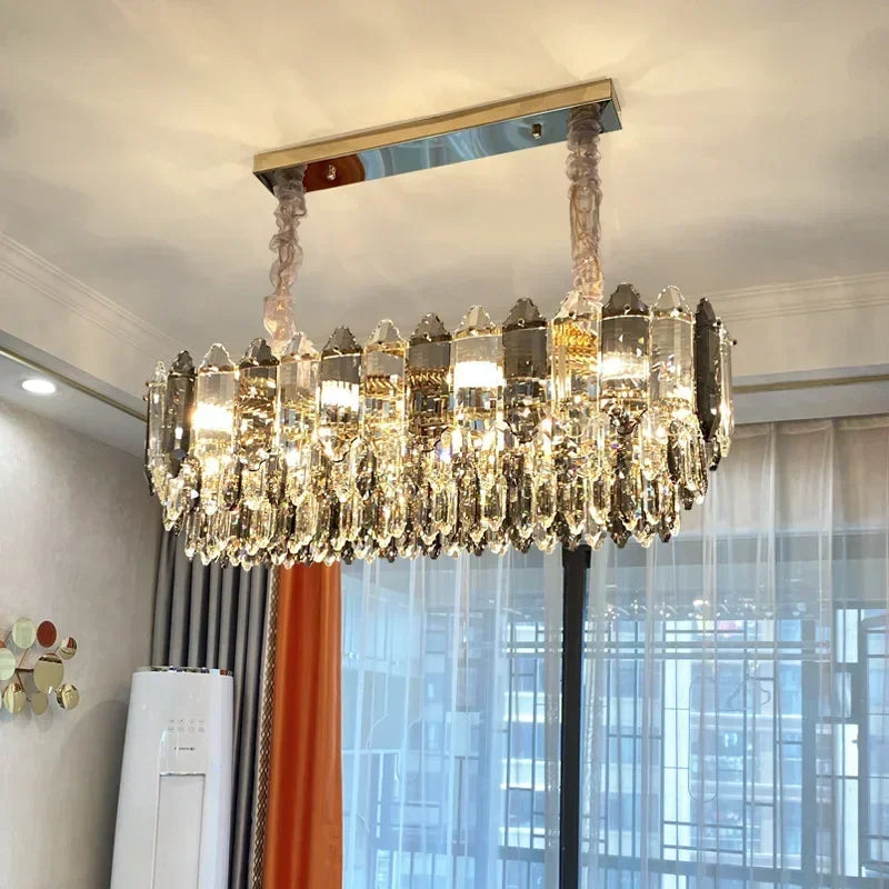 Afralia™ Crystal Chandelier: Modern Luxury LED Lighting for Living Room, Kitchen, and Dining Area