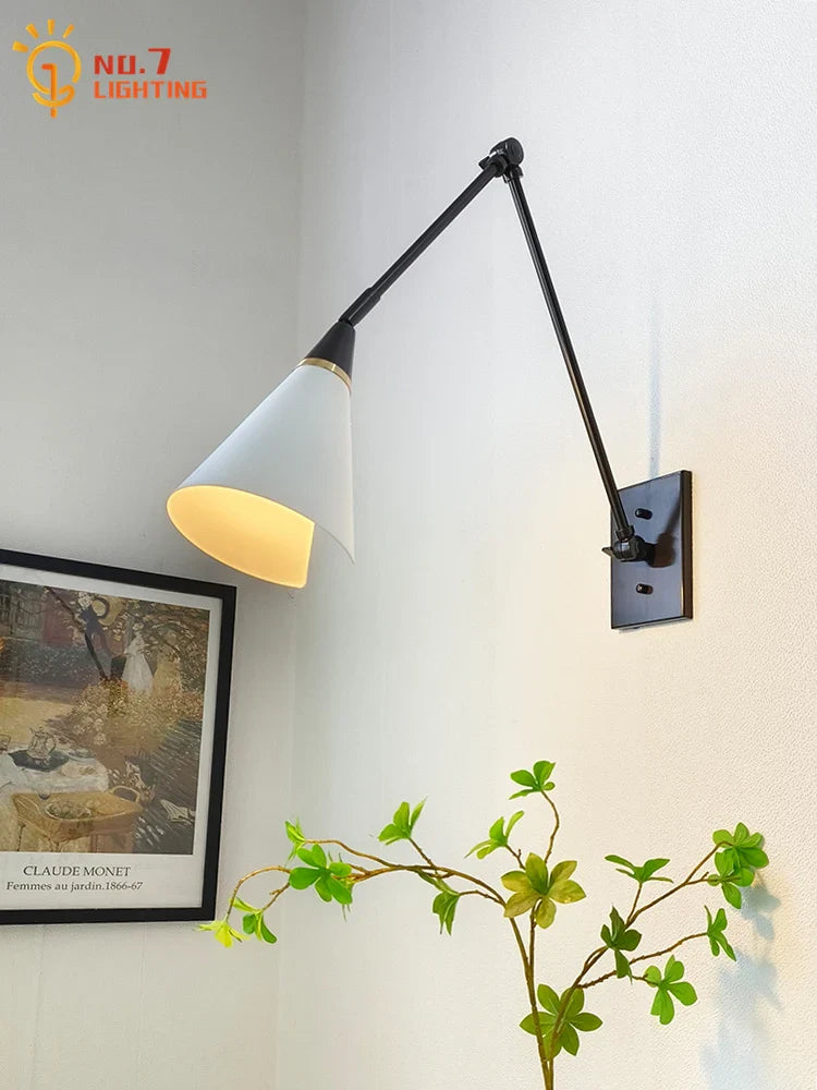 Afralia™ Brass Black Swing Arm Wall Lamp LED E14 for Kitchen Study Bedroom