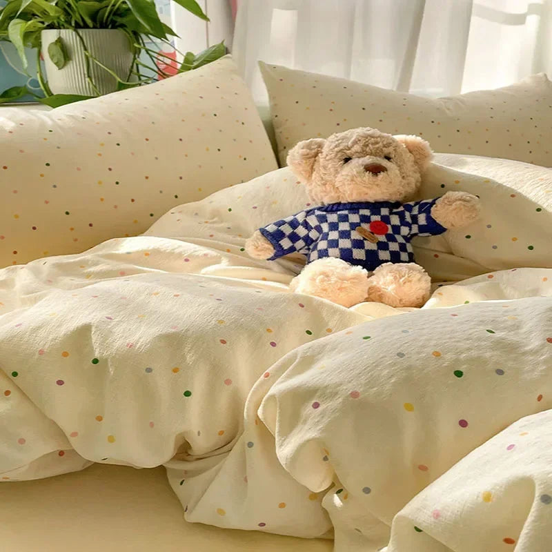 Afralia™ Small Floral Print Double-Layer Yarn Bedding Set - Super Soft Duvet Cover Kit