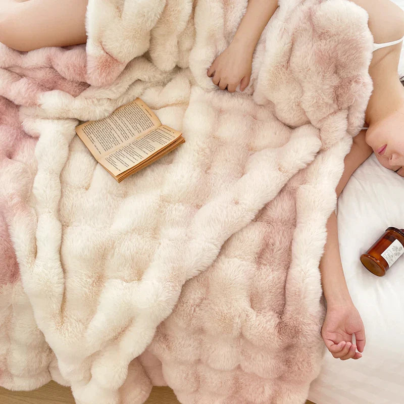 Afralia™ Gradient Pink Double Layer Faux Fur Winter Blanket