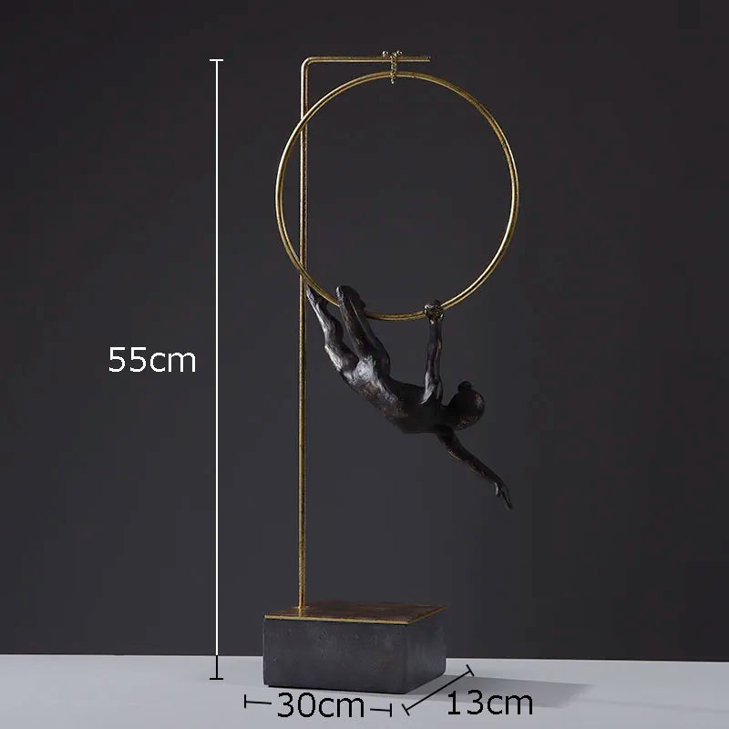 Afralia™ Gymnastic Acrobat Resin Sculpture Ornaments for Living Room Decor